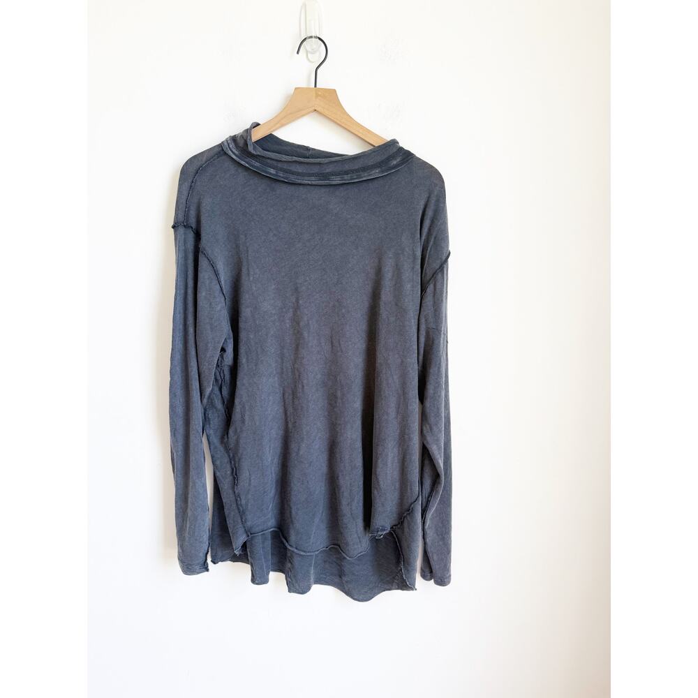 NEW Free People We the Free Regan Long Sleeve Tee Shirt L Washed Black - Picture 2 of 5